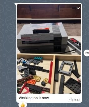 WhatsApp from a customer working on the retro console set