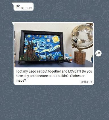 WhatsApp from a customer who finished The Starry Night set