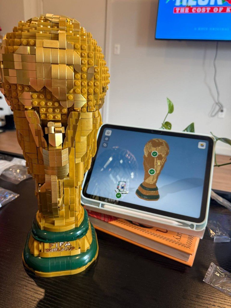 Customer display of the soccer championship trophy set