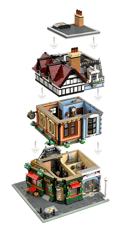 Tudor Corner Modular Building Model (10350) – 3,704 Pcs | Icons Modular - Image 3